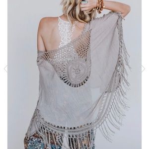 Three birds nest macrame kimono one size